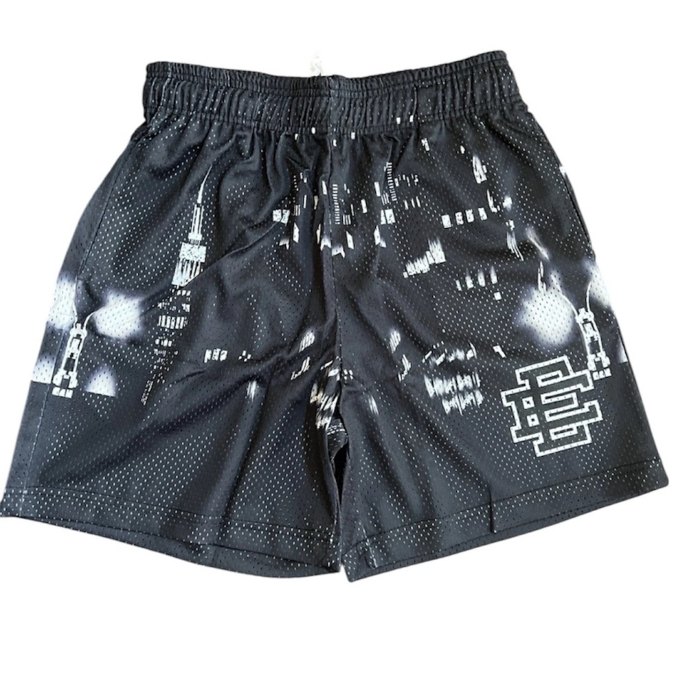 Eric Emanuel “Black Skyline” Graphic Mesh Shorts Black Size M